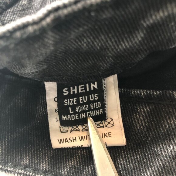 Shein Women's Size Large Black Cotton Blend straight Denim Jeans, dark wash - Picture 7 of 8